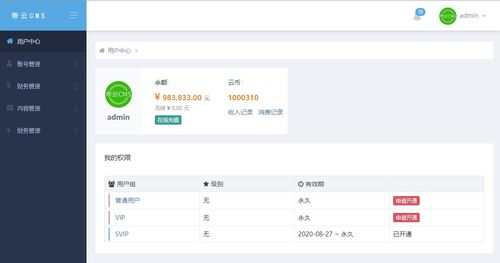 帝云cms會(huì)員用戶系統(tǒng)功能介紹